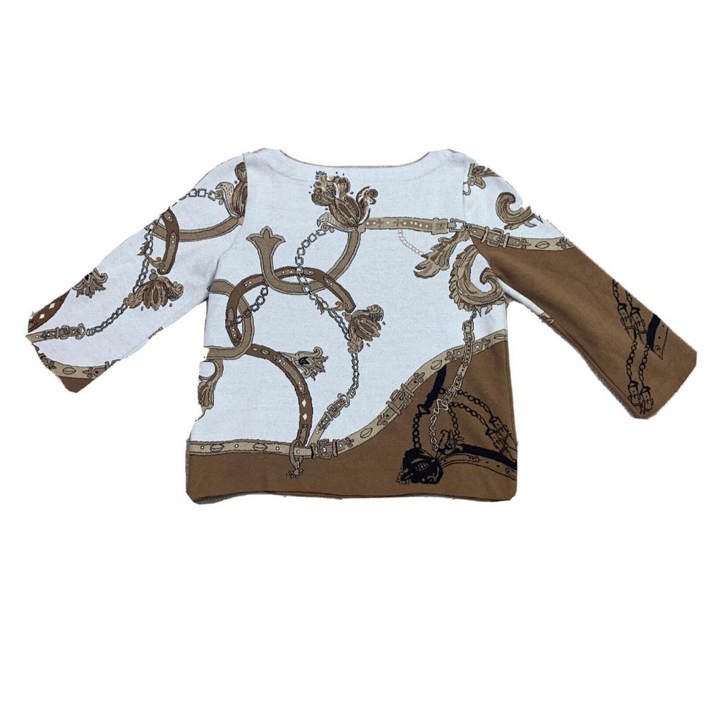 Chicos Pullover Sweater Jacquard Boat Neck Pattern Size 1P Petite New NWT $99